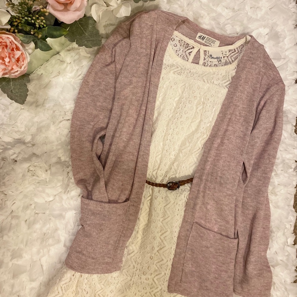 H&M pink cardigan.